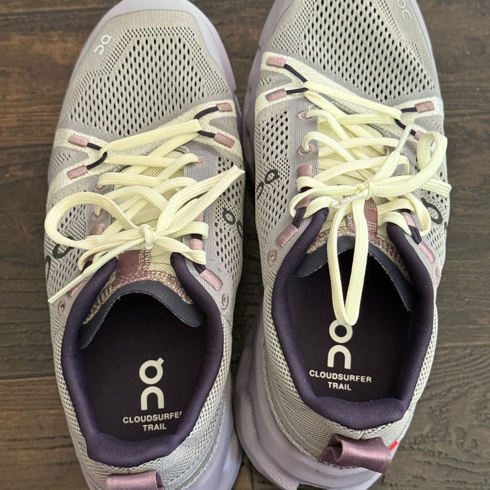 On Running Women's Cloudsurfer Trail Shoes - Gray and Yellow